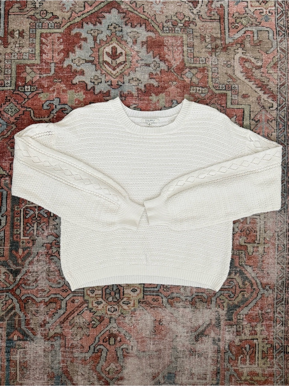 Z SUPPLY Cotton/Linen Blend Cream Sweater - Women’s Medium